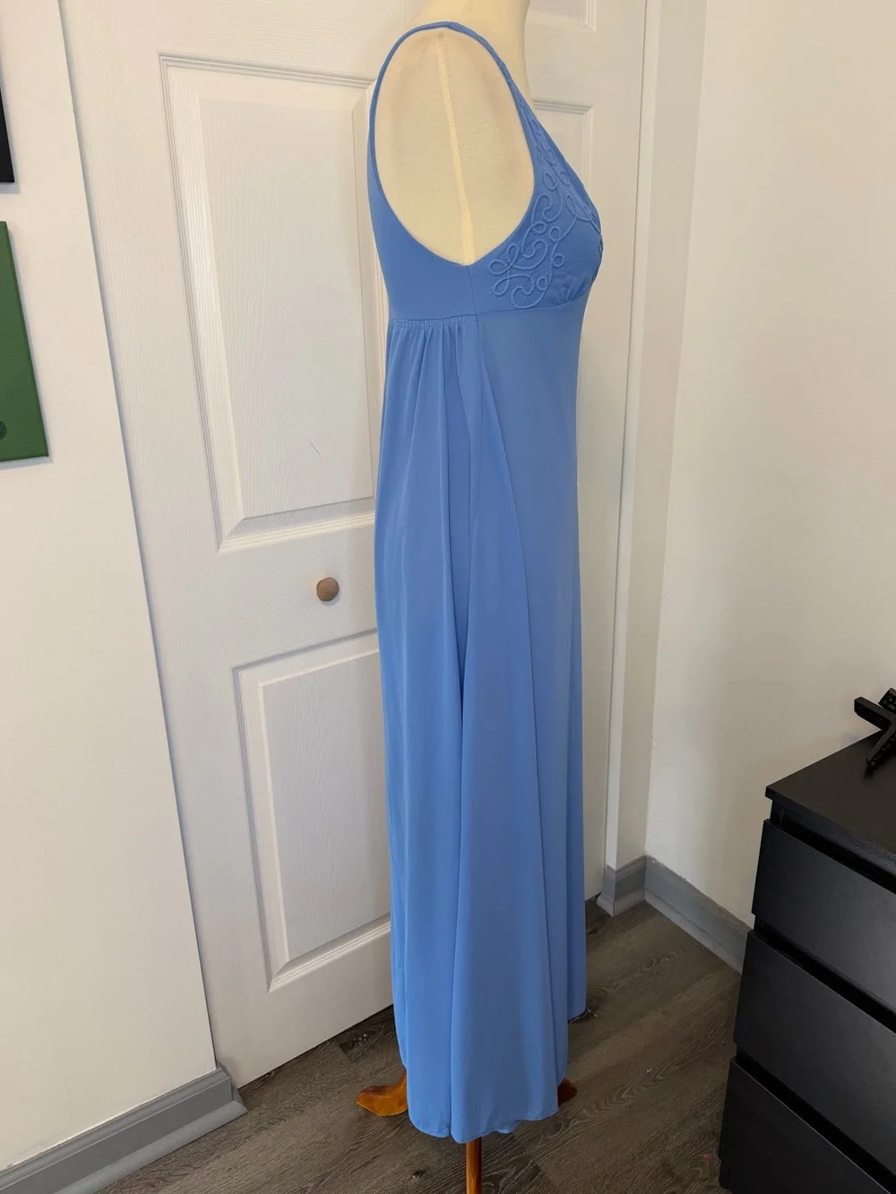 Vintage 70s Mr. Jac Jr Martin Marks Cornflower Blue Maxi Nightgown Loungewear - Picture 2 of 10